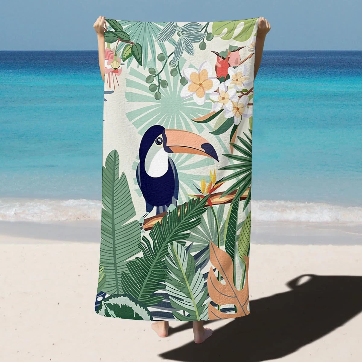 1PC Towel Tropical style decorative illustration friend gifts Quick-Dry Beach Towel For Yoga Tourism Beach GYM Camping Swimming