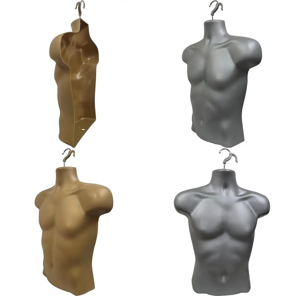 

Bronze and Gray Male Mannequins with Rounded Waist, Hanging Hook, S-M Sizes