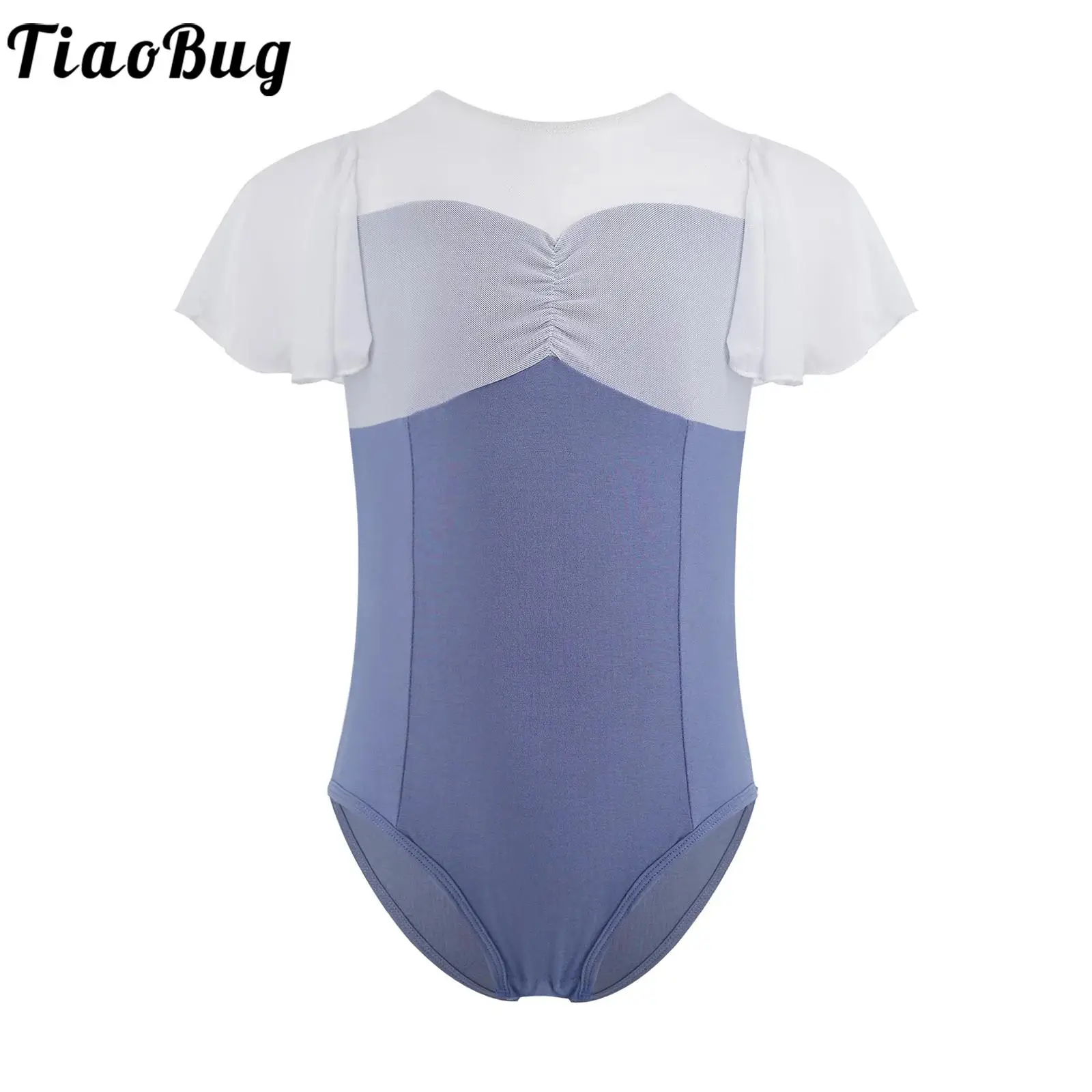 Kids Girls Gymnastics Ballet Dance Outfit Solid Color Round Neck Sleeveless Crotch Leotard for Rhythmic Dance Stage Performance