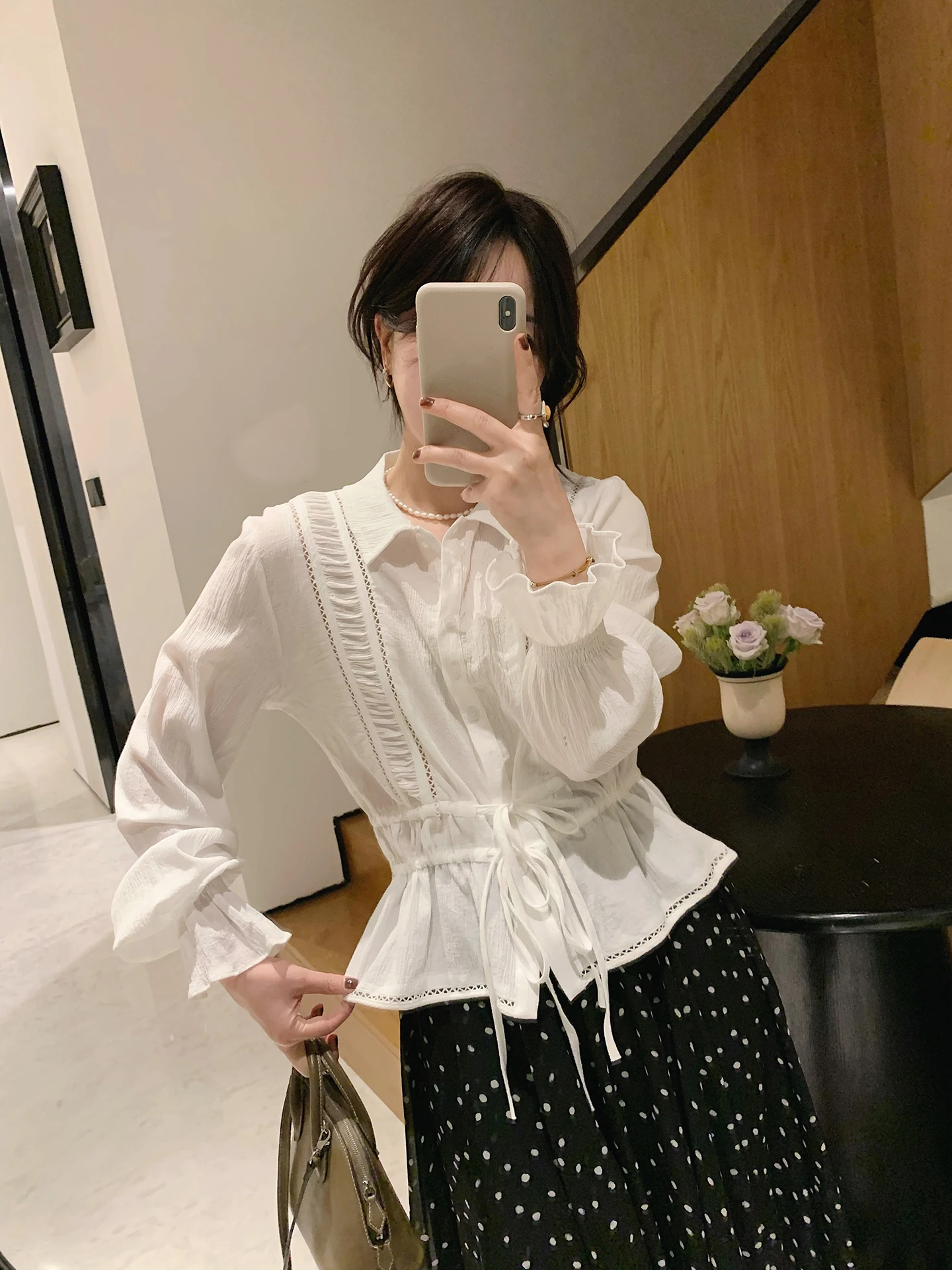 

Женская модная блузка Misslady в стиле ретро с кружевными вставками, элегантная, приталенная, белая, в стиле кантри, весенняя, хлопковая, с длинным рукавом