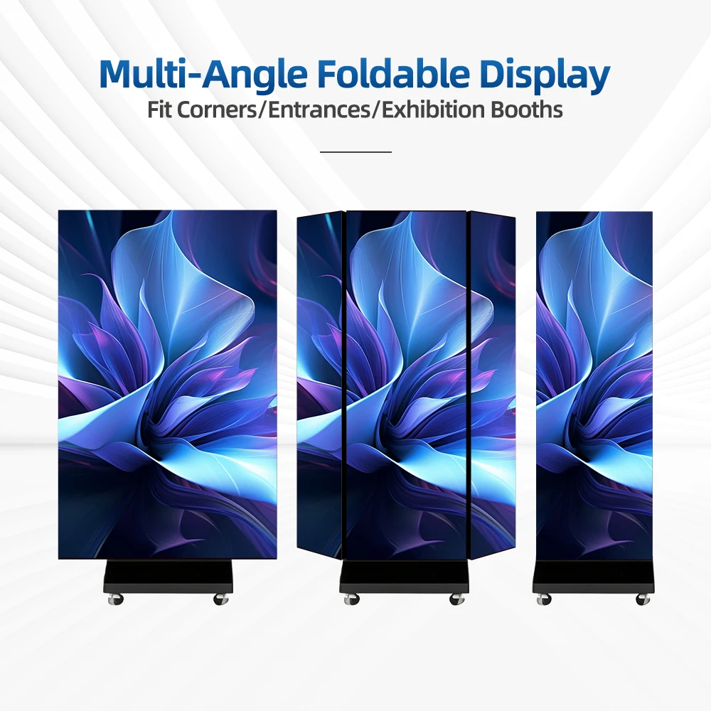 Portable Movable Tri-Fold LED Poster Screen Commercial Digital Display For Business Logo Led Screen Poster Led Screen Poster