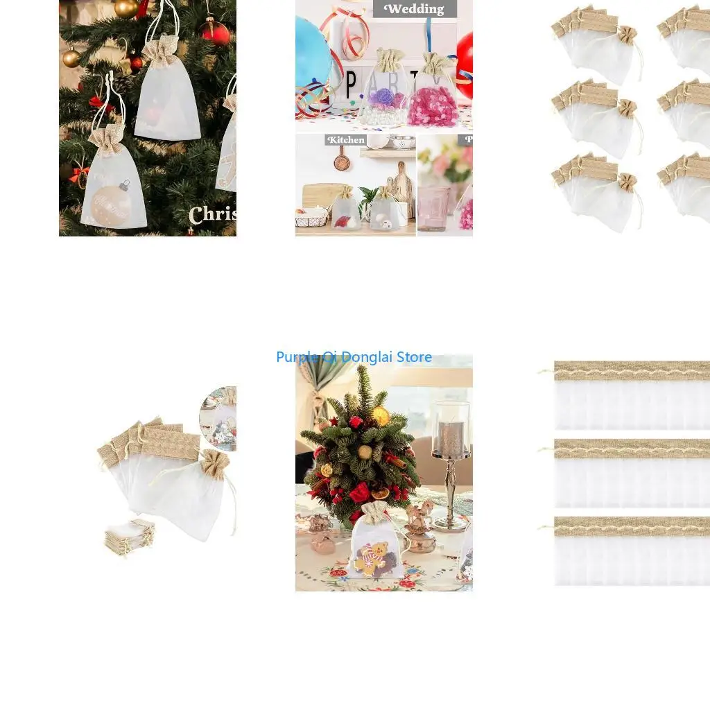 L21E Set of 30 Elegant Organza Linend Pouches with Drawstrings Storage Bags Home Accessory for Gifts and Party Supplies