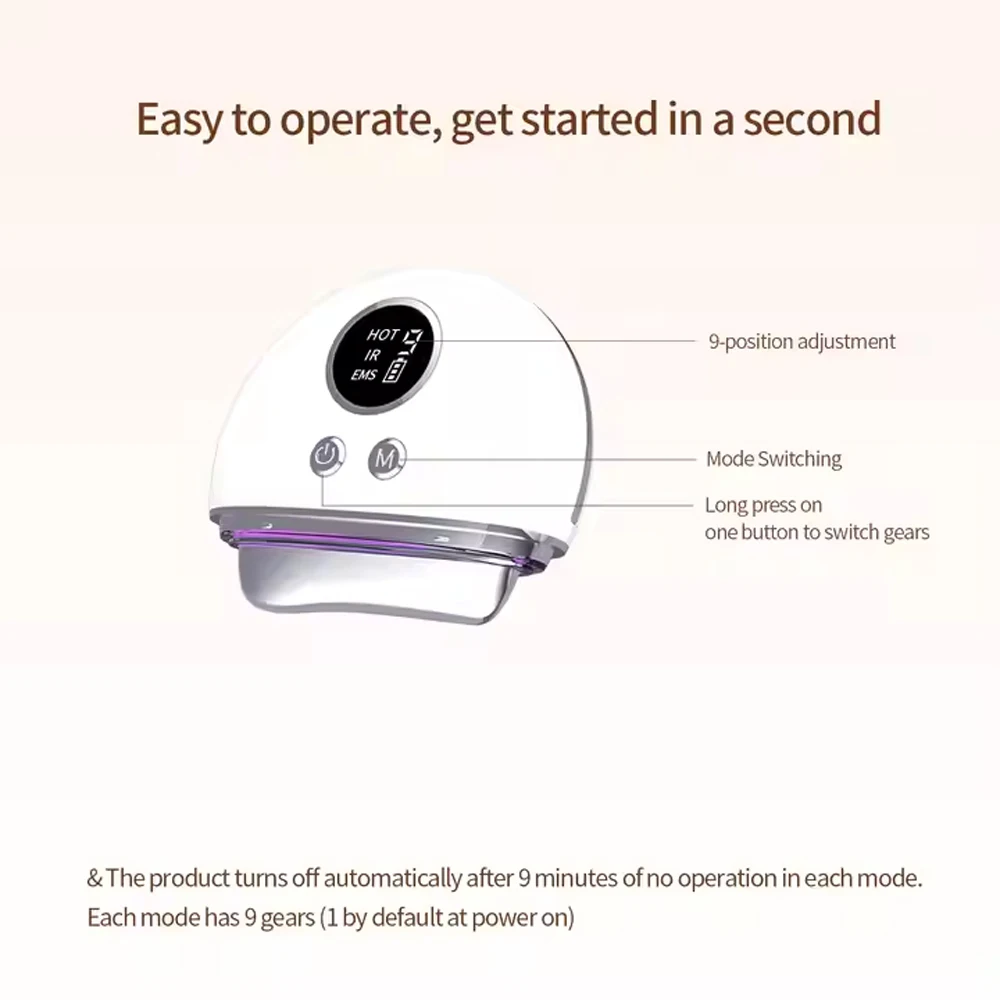 ไฟฟ้า Guasha นวด EMS อุปกรณ์ยกกระชับใบหน้าการบีบอัดร้อนการสั่นสะเทือนคอ Face Scraping กระชับผิว Anti-Aging อุปกรณ์