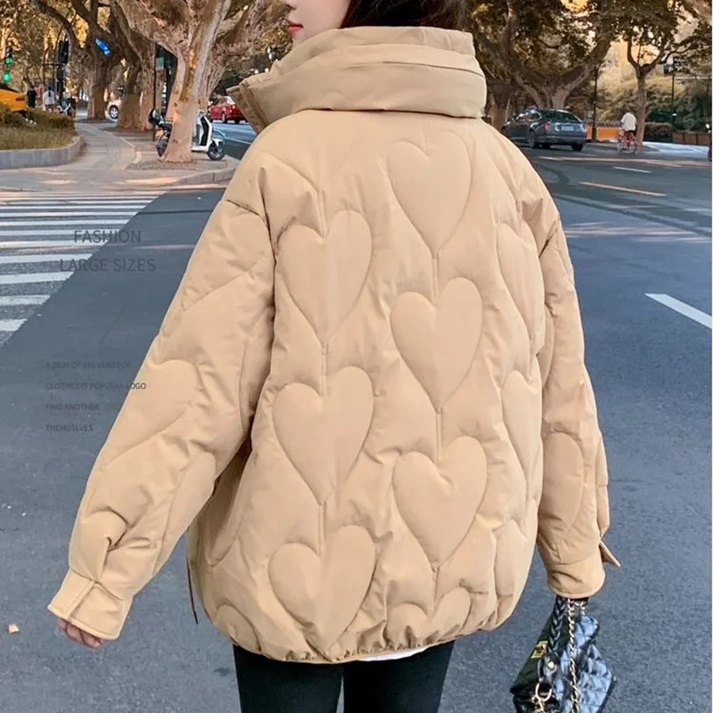 Imagem -02 - Jaqueta Feminina Curta Acolchoada com Algodão Gola Coreana Cabolsa Grosso Quente Outwear Oversize Solto Cabolsa de Pão Feminino Parka de Inverno 2024