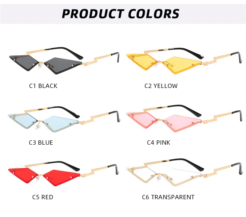 Y2K Randlose Dreieck-Sonnenbrille für Damen und Herren, Modische Geometrische Sonnenbrillen für Party, Club, Festival, Accessoires, Schattierungen – Detail 8