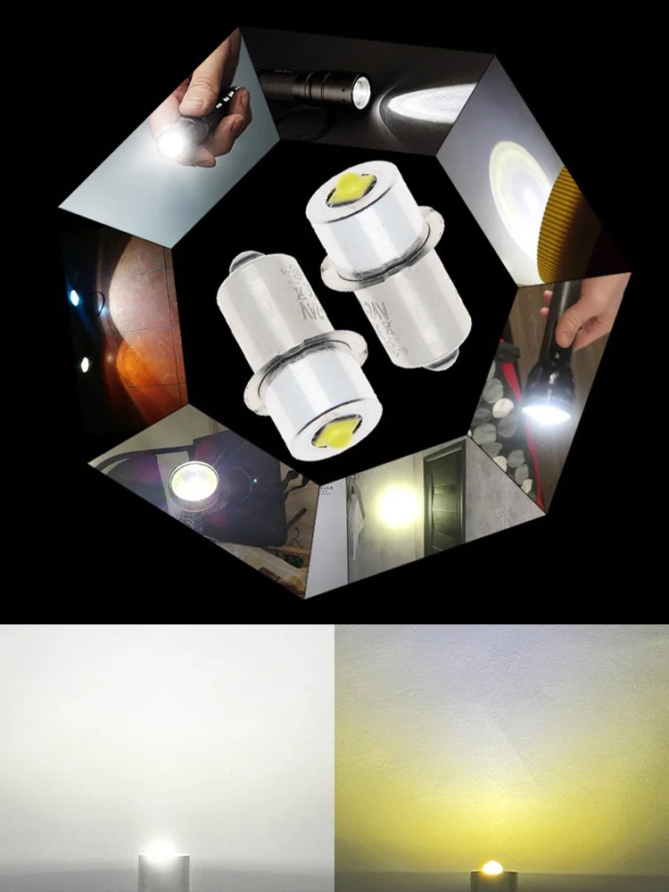 2pcs P13.5S Mag Light LED Bulb 3-16 C&D Cells Maglite Torch Flashlight LED Converter 3V 4.5V 6V 9V 12V 18V 24V White