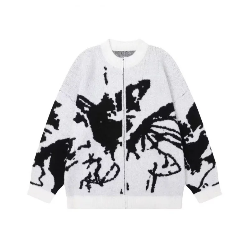 سترة صوفية رجالية من قماش الجاكار غير منتظمة مقاس كبير لخريف وشتاء