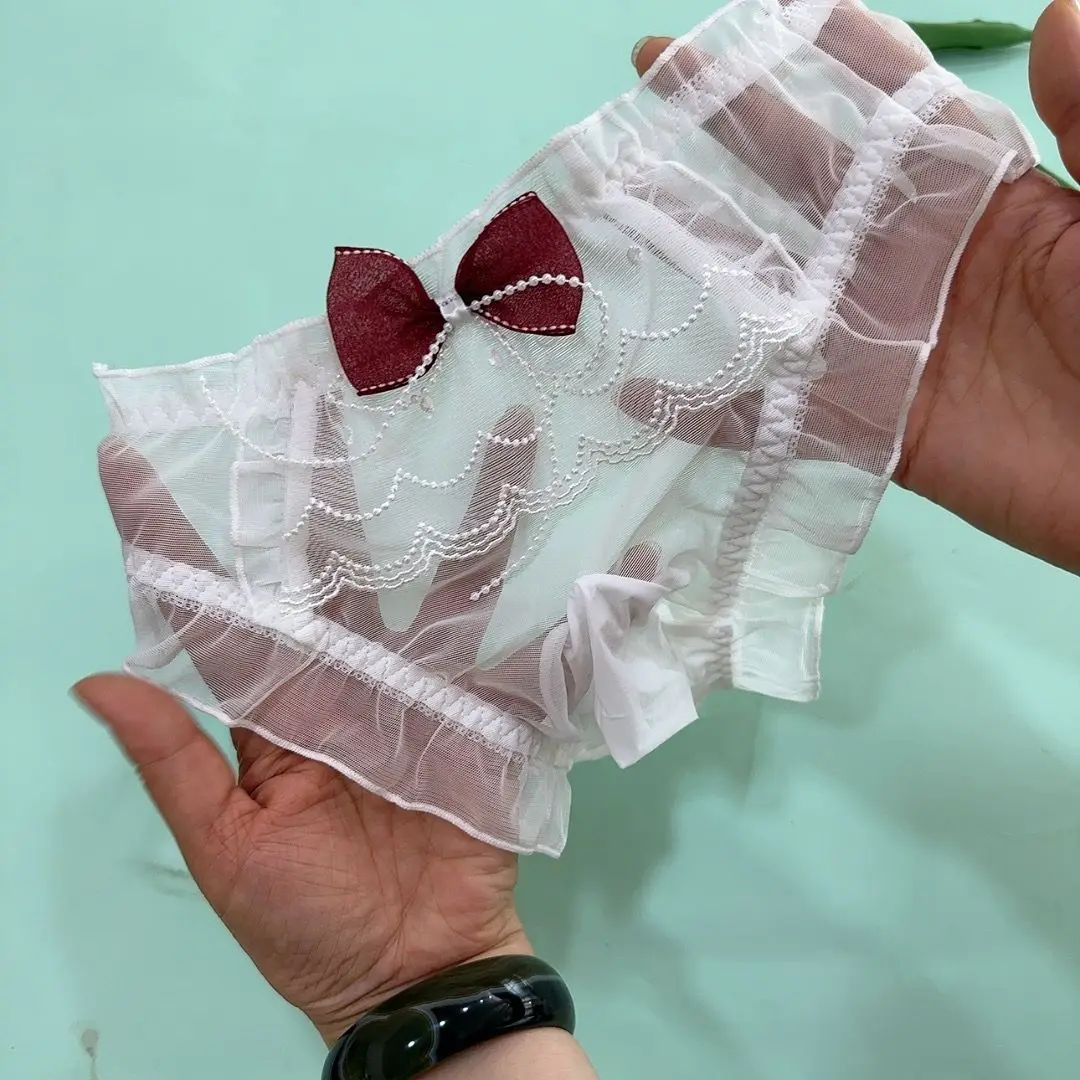 

Man's Bowtie Lace Mesh Sexy Cute Kawayi Briefs Panties Harajuku Private Party