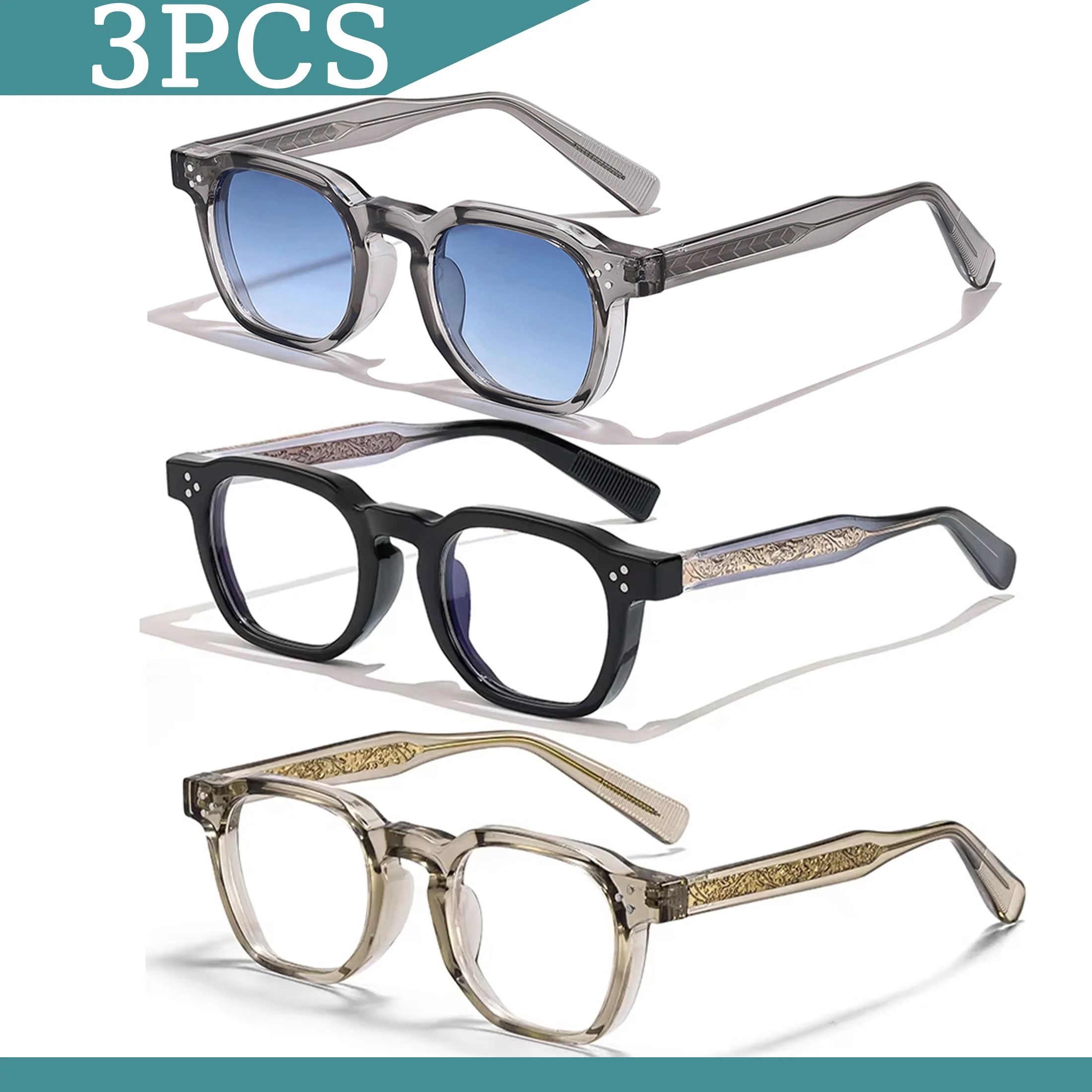 1/2/3 PCS HBK Wholesale Vintage Square Flat Light Glasses Sunglasses Men Women Fashion Eyewear Minimalist Match Gift