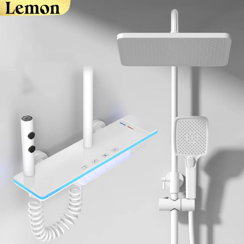 

High-end Shower Faucet Full Set Bathroom Shower System with Light Temperature Smart Digital Display Hot Cold Mixer For Bathroom