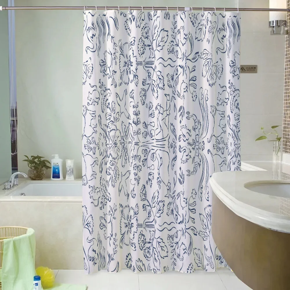 Shower Shower Curtain for Quarto Forest Life Curtains in the Bathroom Accessories Set Folding Partition Bath Bedrooms Waterproof