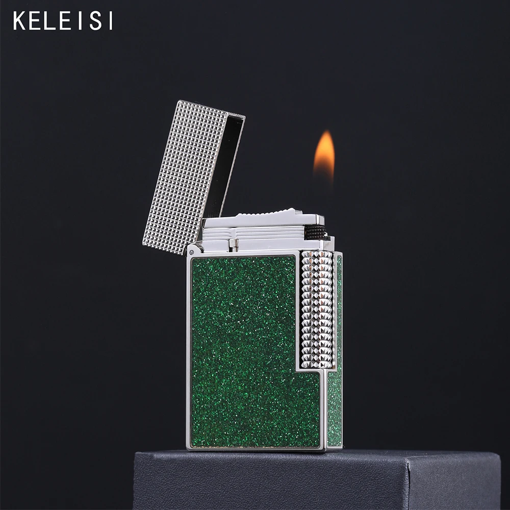 1 pc metallic fashion lighter, featuring a flowing sand and gold sandblast design, crafted from high-end all-metal material