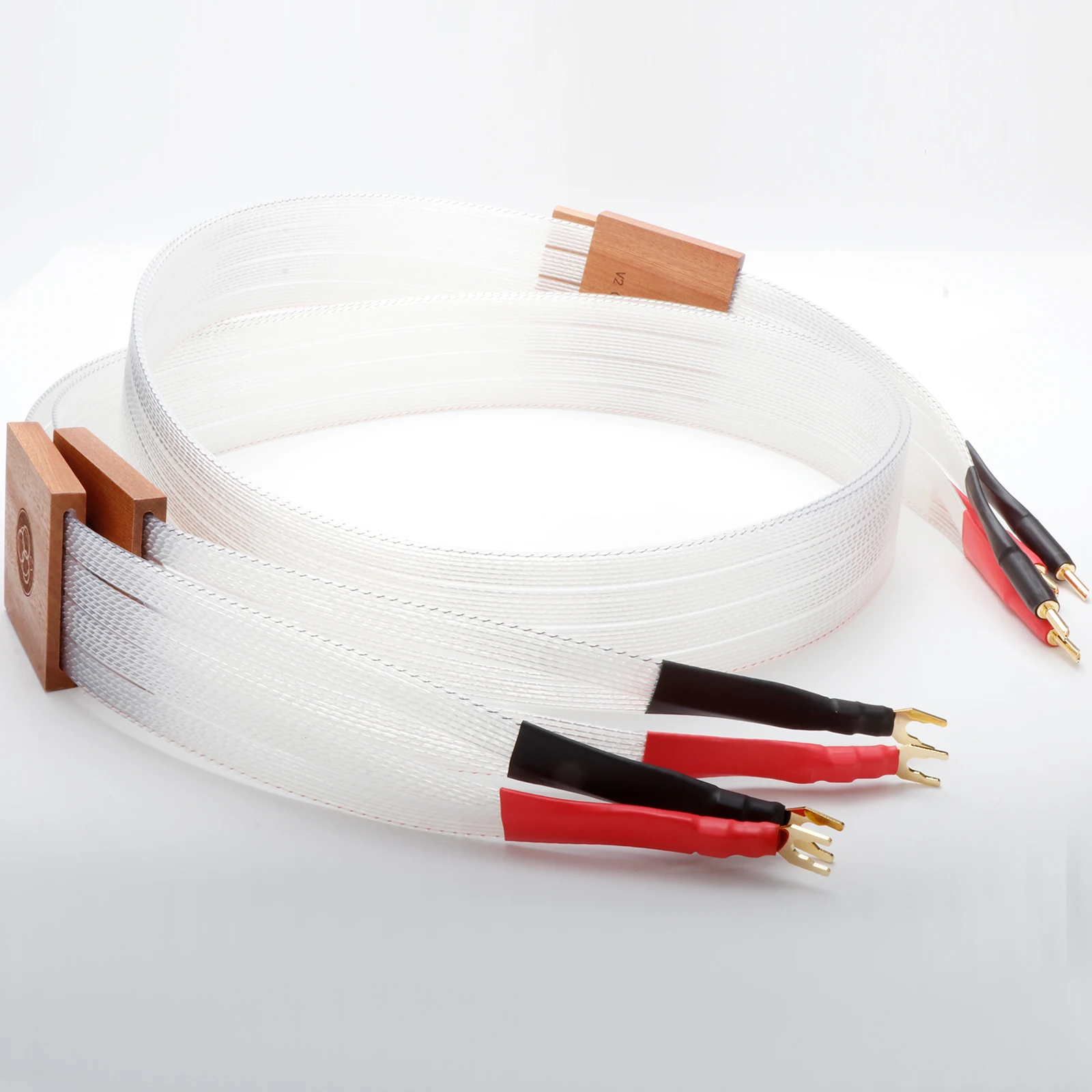 Preffair Cables de altavoz chapados en plata OCC de alta gama con enchufes tipo Banana chapados en oro Líneas de altavoz de referencia