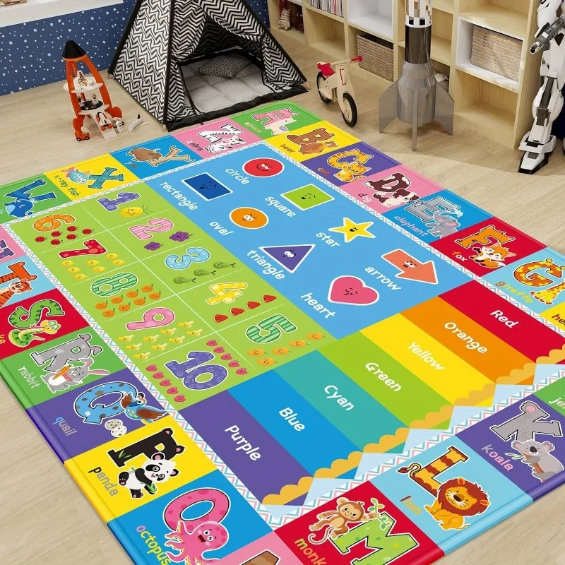 Children\'s Play Carpet ABC Education Rug Baby\'s Understanding of Alphabet Animals Anti Slip Children Bedroom Rugs Learning Mat