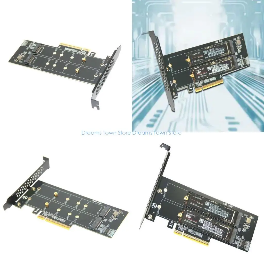 

HX6A Two M.2 NVME M PCIe Adapters Board PCIE Split Card with Industrial Circuit Board for PC Upgrades
