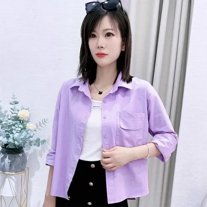 Shirt Women's 2026 Spring New Coat Ladies Salt Age-reducing Small Short Joker Outwear Cardigan Fashion Overcoat Top