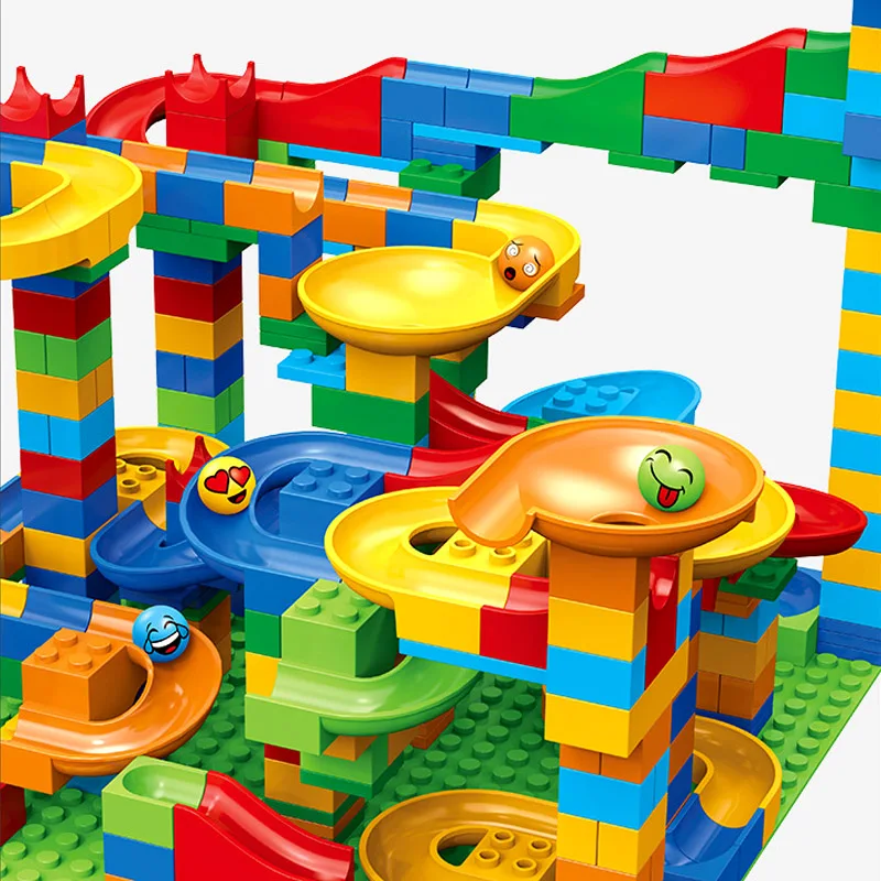 504-84pcs Marble Race Run Blocks Small Size Maze Ball Track Building Blocks Plastic Funnel Slide Assemble DIY Bricks for Kids