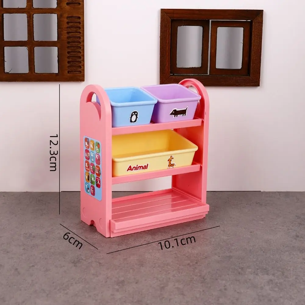 Estante de almacenamiento en miniatura para casa de muñecas, accesorios DIY, 3 cestas en miniatura, soporte de exhibición para casa de muñecas, ahorro de espacio, escala 1/6
