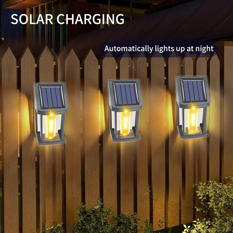4/8PCS Outdoor Solar Tungsten Wall Lights IP55 Waterproof LED Safety Lamp Patio Yard Decorative Lamp Automatic Light Up At Night