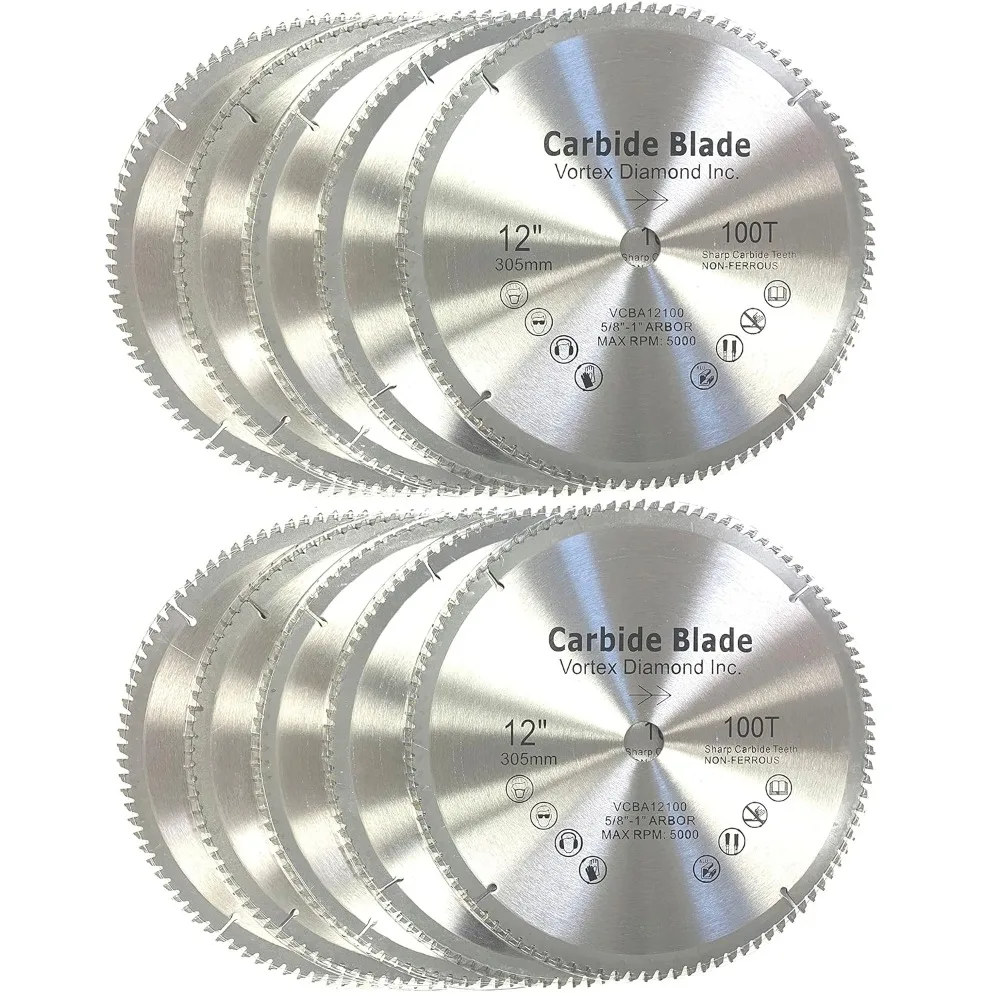 (10 Pack) 12 Inch 100 Teeth TCT Non-Ferrous Metal Cutting Circular Saw Blade (12 Inch 100 Teeth (10 Pack))