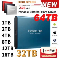 Tragbare SSD 1 TB externe Festplatte Hochgeschwindigkeits-Mobil-Solid-State-Laufwerk 500 GB externe Speichergeräte Festplatten für PC/Mac