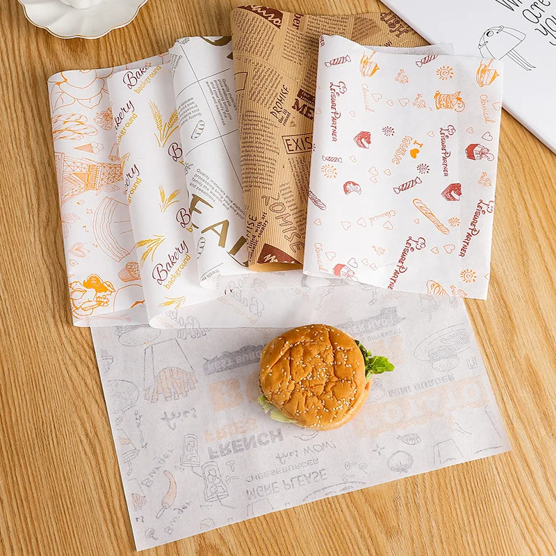 500 x 10*15inch Wax Paper Food Grade Grease Paper Food Wrappers Wrapping Paper For Sandwich Burger Fries Oilpaper Baking Tools