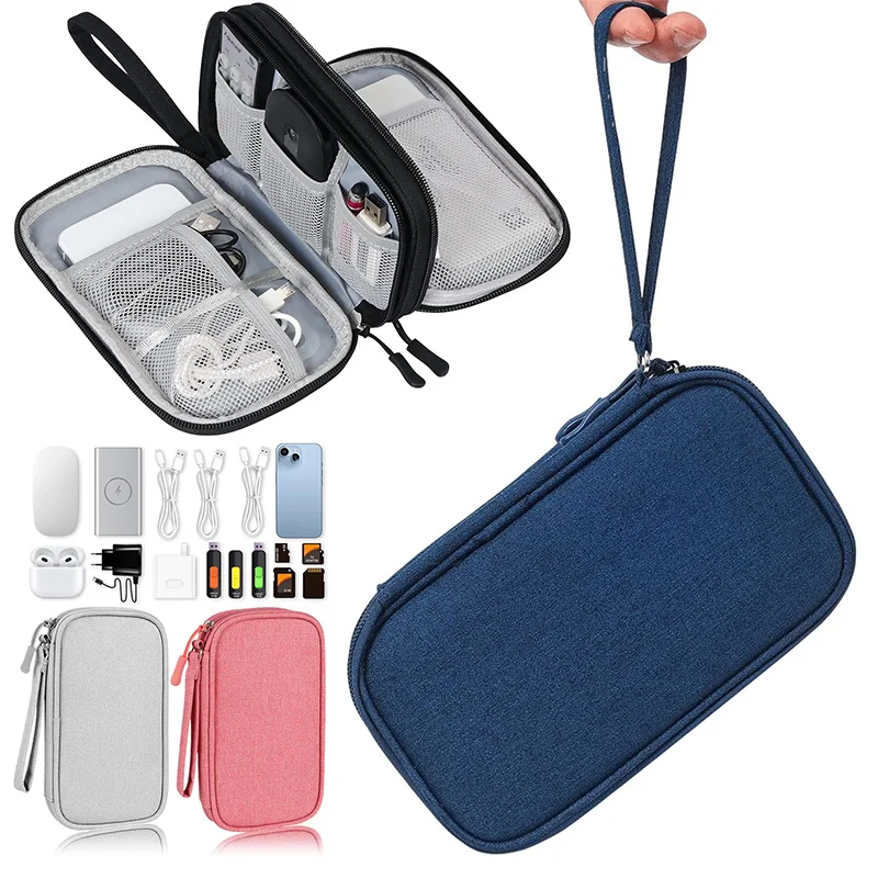 NEW Travel Organizer Bag USB-Cable Storage Organizers Pouch Carry Case Portable Waterproof Double Layers Storage Bags Cable Cord