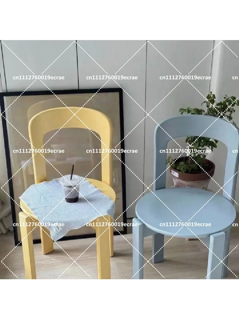 Medieval Style Dining Chair Colorful Small Apartment Study Back Chair Cafe Accent Chair