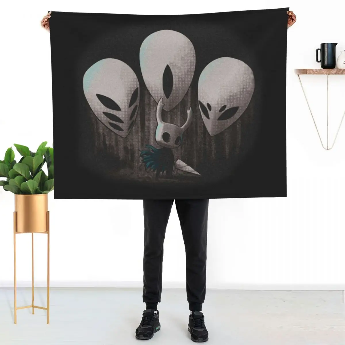 The Knight from Hollow Knight Ready to Fight Throw Blanket Single Stuffeds Soft Plaid Shaggy for winter warm for winter Blankets