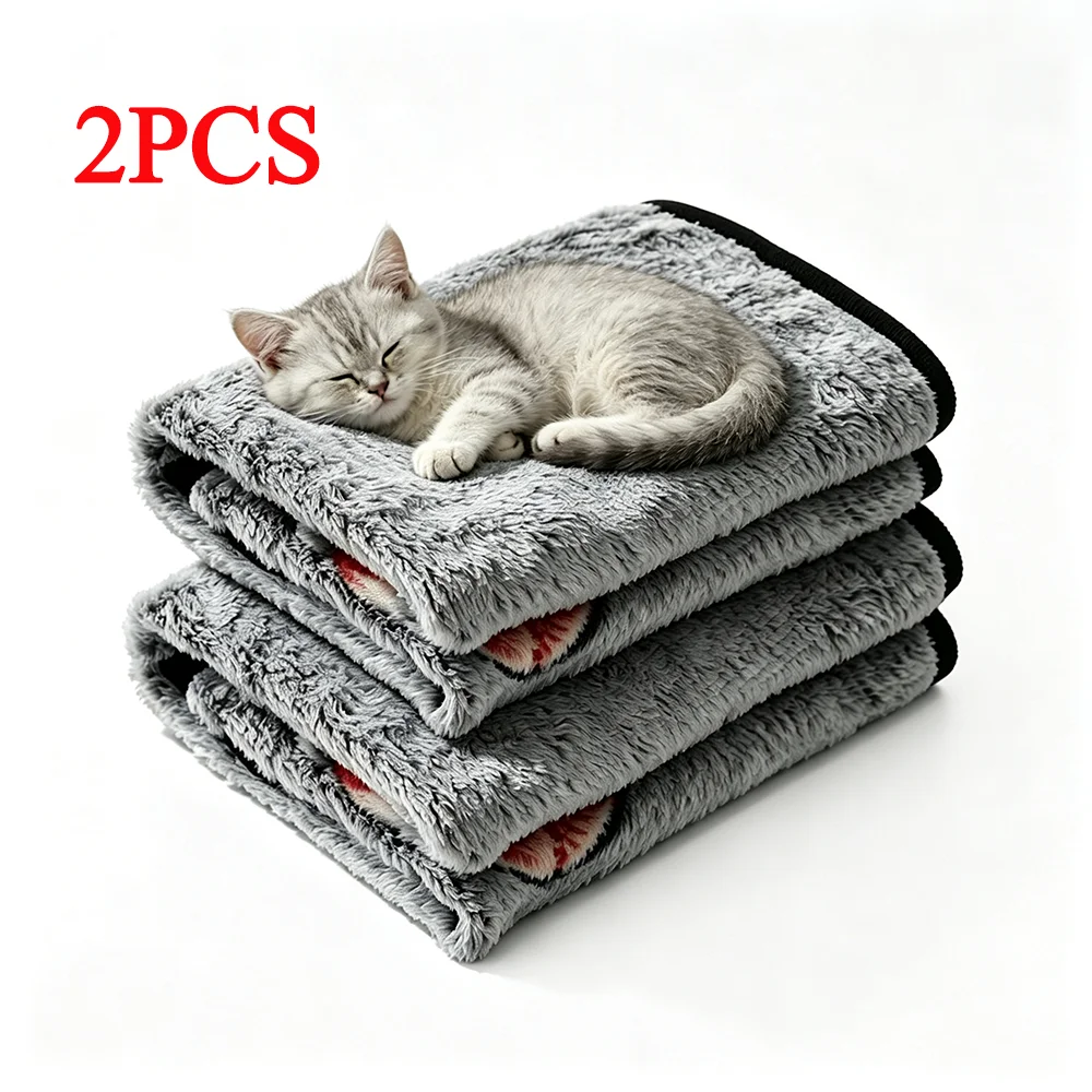 2 Stück Weiche Flauschige Hochwertige Hundedecke Flanell Hundeschlafdecke mit Ballmuster Haustiermatte Warme Komfortable Katzendecke