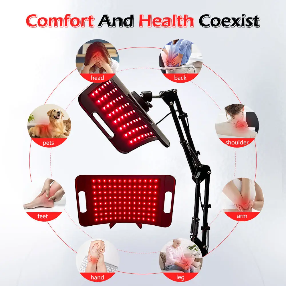 Panel de terapia de luz roja con soporte ajustable, dispositivo de luz infrarroja cercana LED de doble Chip de 660 y 850 nm para la salud de la piel, alivio del dolor