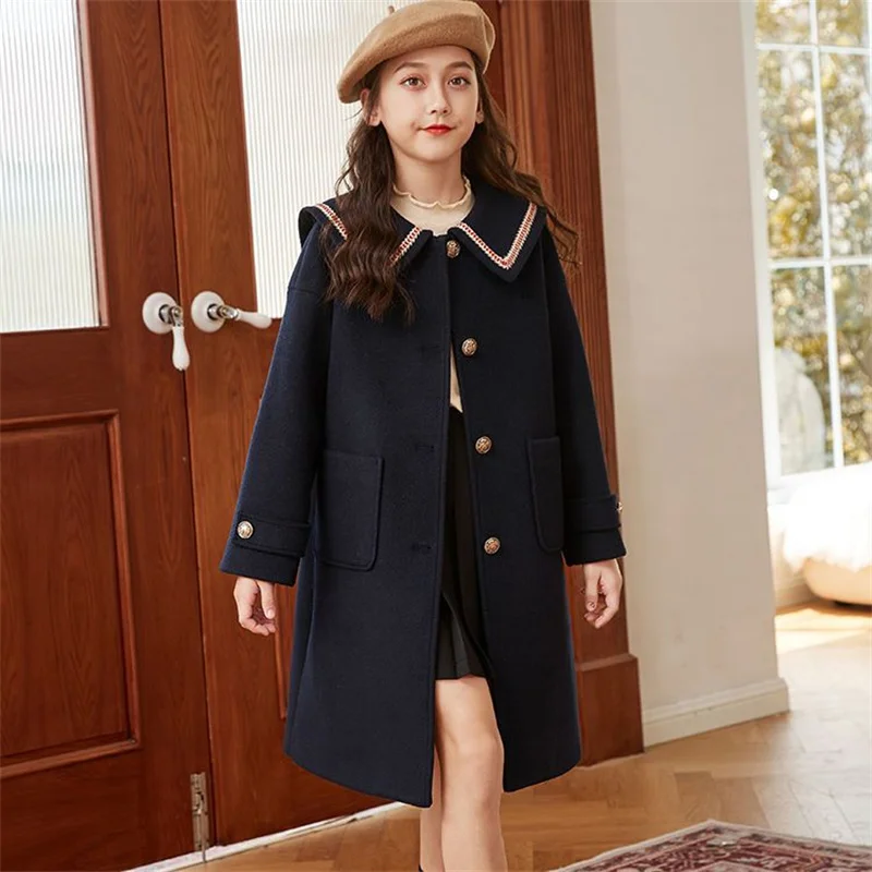 Girls Kids Coat Jacket Cotton Woolen 2022 Warm Plus Thicken Velvet Winter Overcoat  Children\'s Clothing