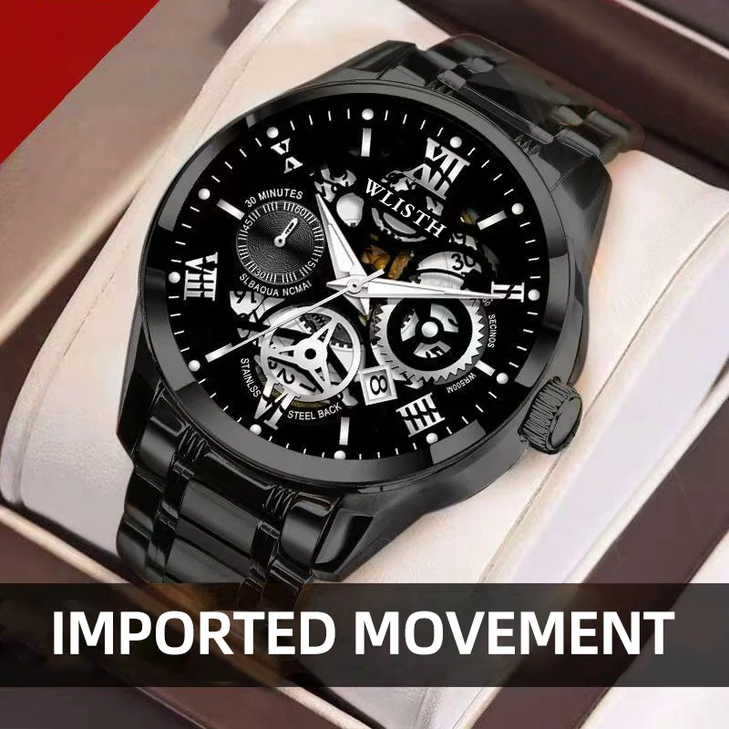 Men's Watch Light Luxury Edition Trendy Steel Belt Waterproof Male Fashion Quartz Clock Watches Night Light Calendar Watch