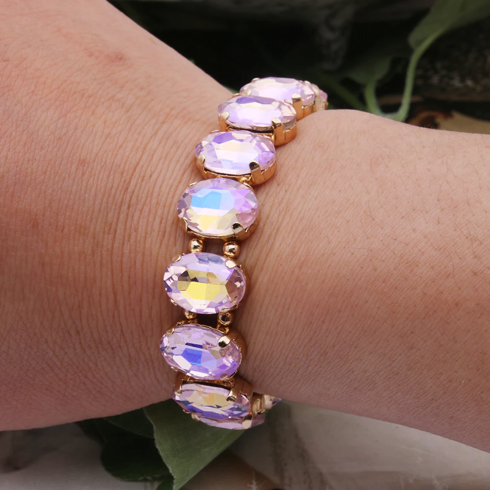 AB Color Glass Bracelets For Woman Bohemian Exaggeration Spring Crystal Bangle Madera Bride wedding Pulseira