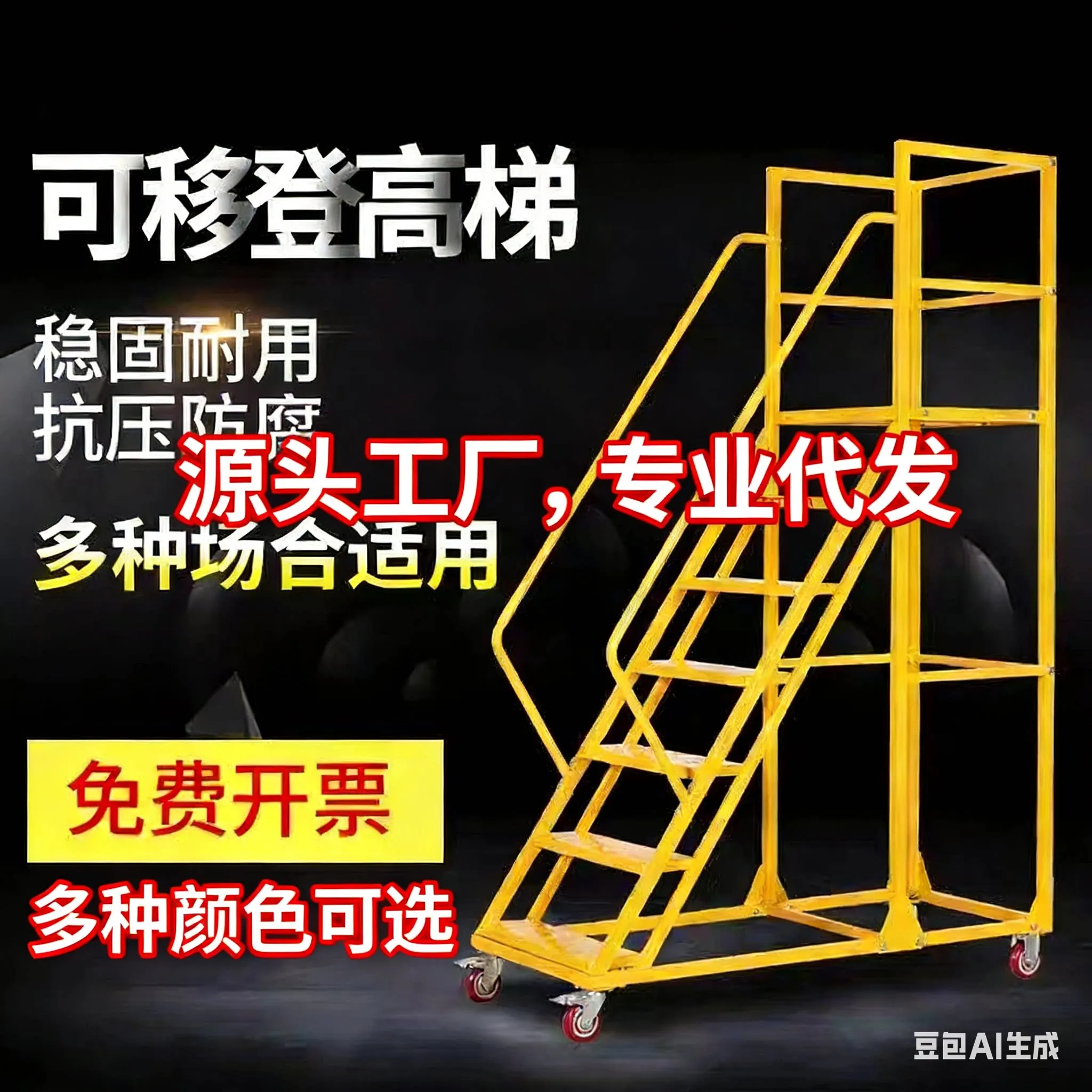 Warehouse climbing ladder with handrails Movable platform pick-up freight Warehouse shelf truck Climbing car Escape