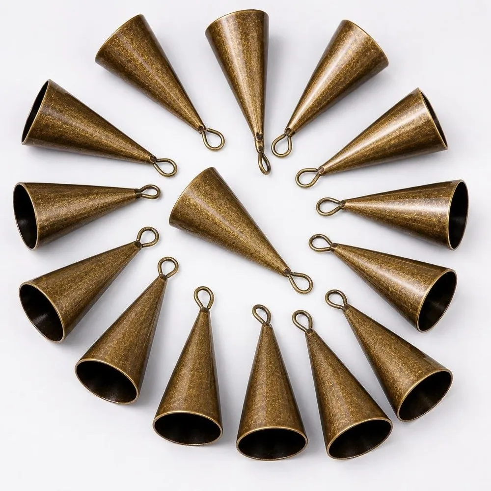 New Hangable Christmas Cone Metal Bell Conical Hollow Hanging Bell Bronzed Antique Finished Craft Bell Festival Ornament