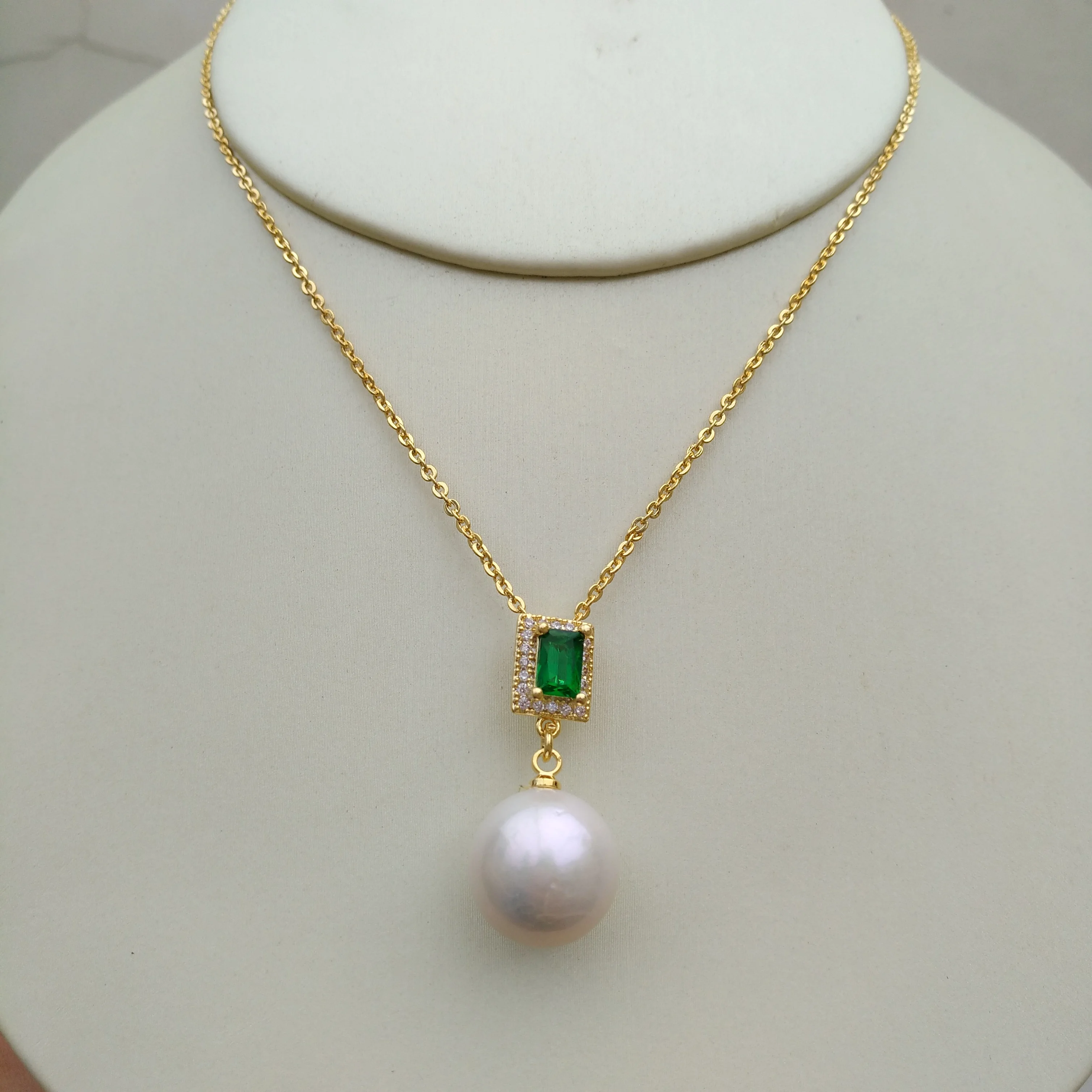 Huge Aaaaa Round 14-15mm Natural Akoya White Pearl Pendant Necklace 45cm