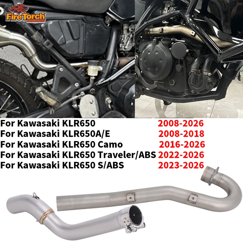 Slip For KAWASAKI KLR 650 KLR650 2008 - 2018 Motorcycle Exhaust System Escape Moto Modified Stainless steel Front Mid Link Pipe