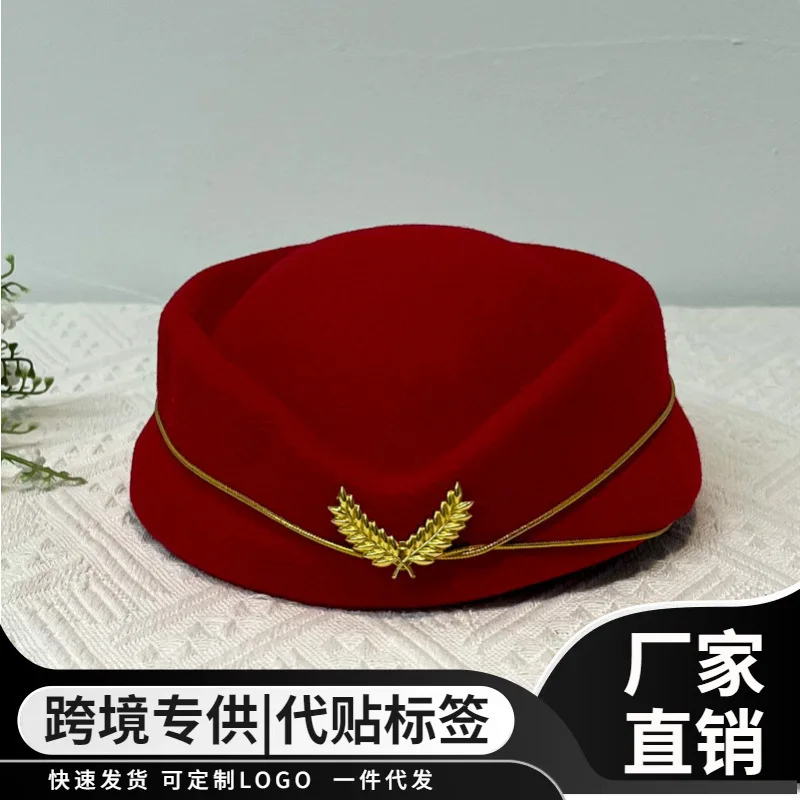 Air Hostesses Hat Stewardes Beret Hat Women Formal Uniform Caps Accessory Party Hats Costume Accessories Cosplay Cap For Stage