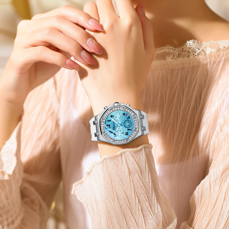 CHENXI 913 Multi Functional Diamond Encrusted Women's Watch Chronograph Waterproof Luminous Women Watches Luxury Reloj Mujer