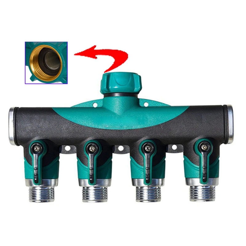 4-way Adapter Garden Hoses Pipes Splitters Plastic Drip Arthritis Friendly Watering 3/4'' Irrigation Quick Connector