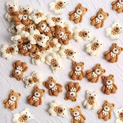 10-100pcs Cartoon Beige Coffee Bear Resin Cabochon Flatbacks Fit Phone Decor Parts Scrapbooking Craft DIY Hair Bows Accessories