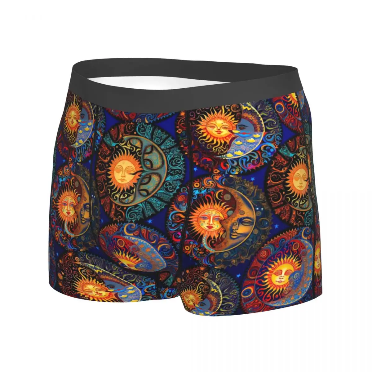 Psychedelic Sun And Moon Underwear Cosmic Dream Men Underpants Customs Funny Boxershorts High Quality Boxer Brief Plus Size 2XL