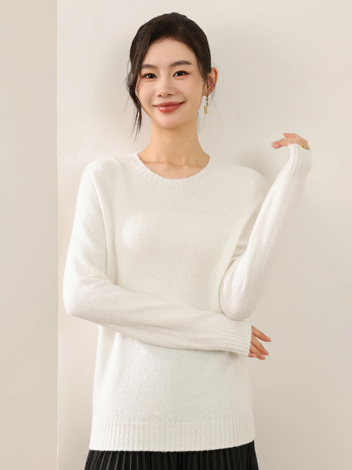 

Casual Woman 100% Merino Wool Sweater Basic Autumn Winter Female Knitwear O-Neck Pullover Lady Jumper Long Sleeve CLothing Tops