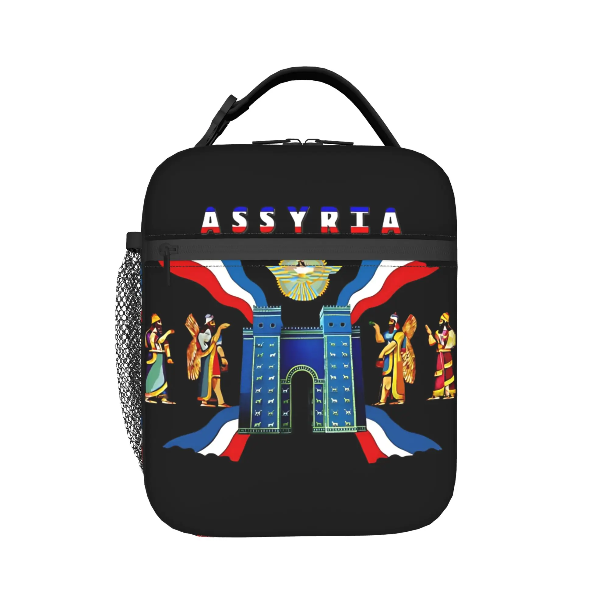 Lunch Bag Assyrian Flag  Office Lunch Box For Women  Kawaii Convenient Graphic Thermal Lunch Bags