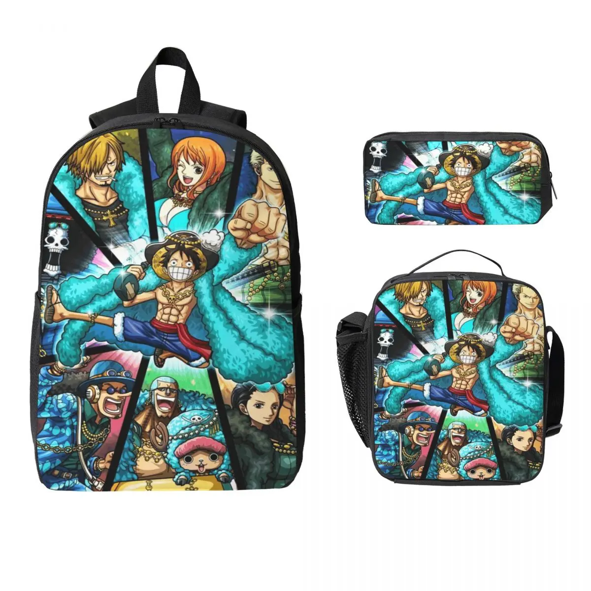 

Luffys O-one-pieces Kids Backpack Lunch Box Pencil Boxes for Boys Kindergarten Backpacks Lightweight School bag Bookbag Set