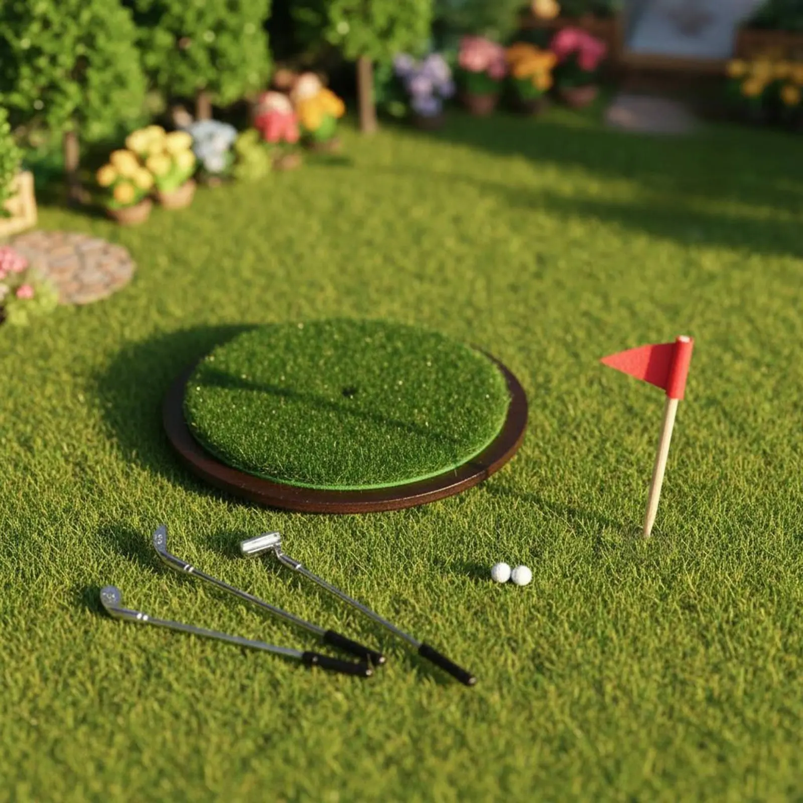 

Mini Putting Club Model Realistic Intricate Dollhouse Putting Course for Hobbyists, Miniature Scene
