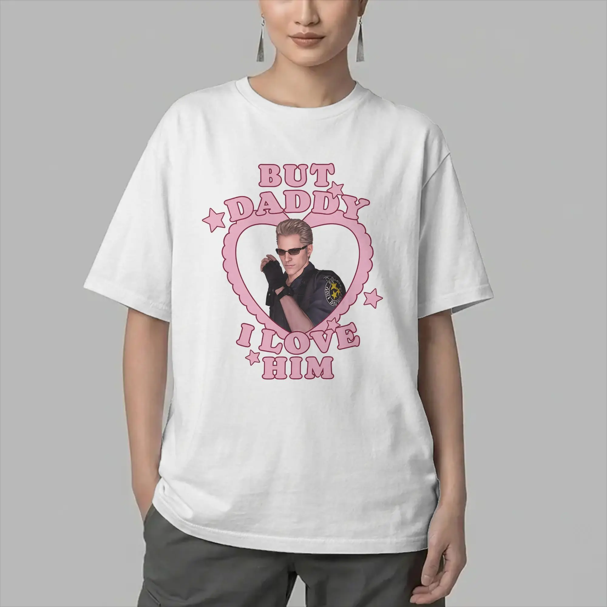 But Daddy I Love Him Albert Wesker T Shirts Men Pure Cotton Funny T-Shirt O Neck  Tee Shirt Short Sleeve Tops Gift Idea