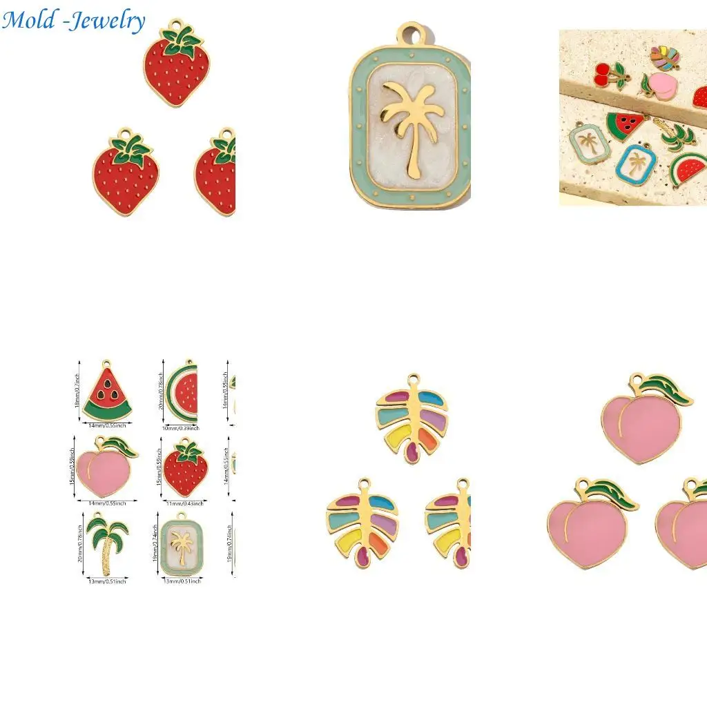 

69HB 3Pieces Fruit Jewelry Charm Pendant Stylish Fruit Charm Unique Pendant for Creative Jewelry Craft Projects