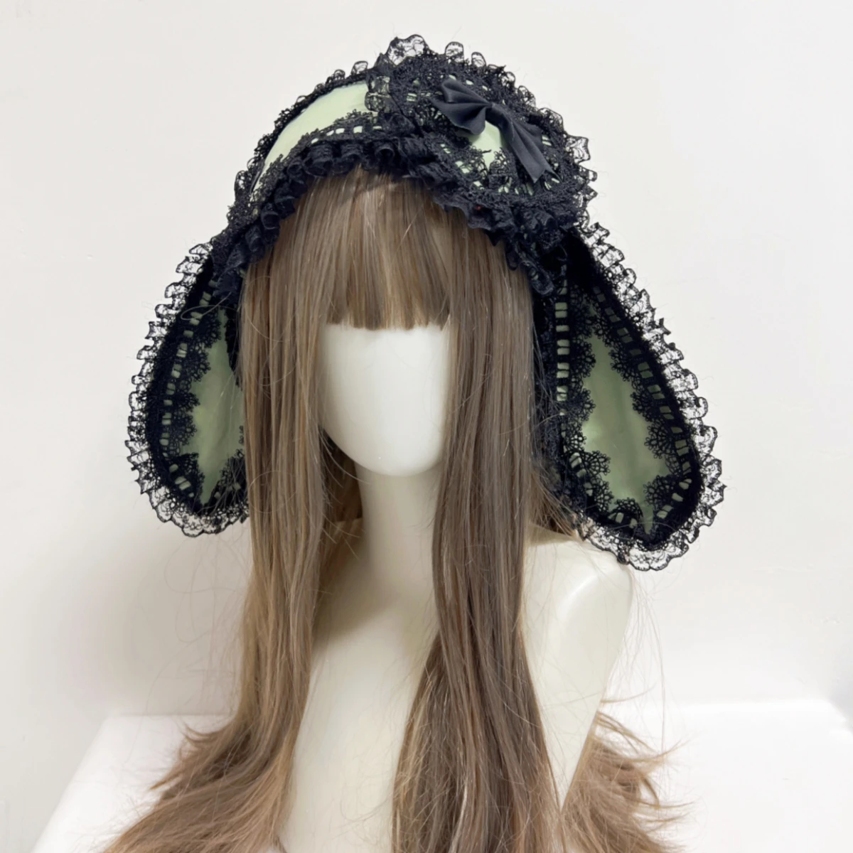 귀여운 토끼 활 Lop Kawaii 로리타 머리띠 소녀 패션 머리 장식 블랙 레드 핑크 블루 러블리 모자를 쓰고 있죠 코스프레 액세서리